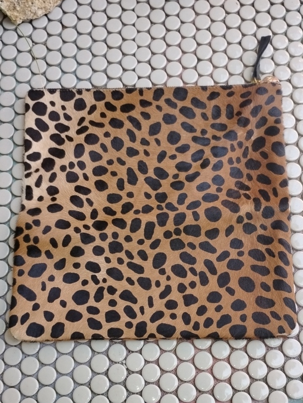 Clare V. Leopord Poney Hair Foldover Clutch 11.5" x 11.5"